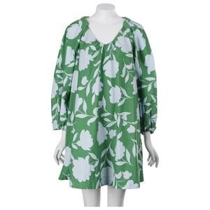 NWT Kate Spade x Target Mini Dress S Green Floral Balloon Sleeve Cotton Poplin